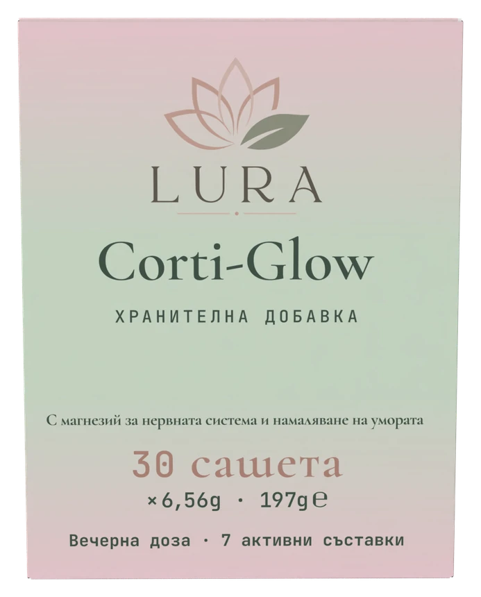 Кутията на Corti-Glow: 30 сашета, вечерна доза, 7 активни съставки